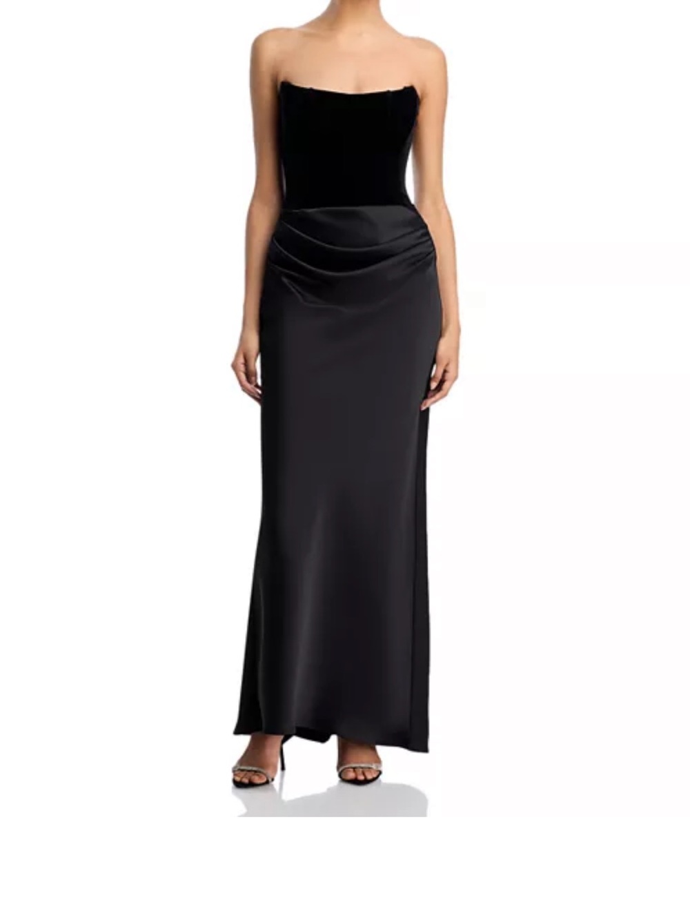 Aqua Black Strapless Satin Maxi Skirt